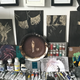 Artist Shen Zhoulai’s engravings and paints in his studio in Kengbei, Wutong Art Village.